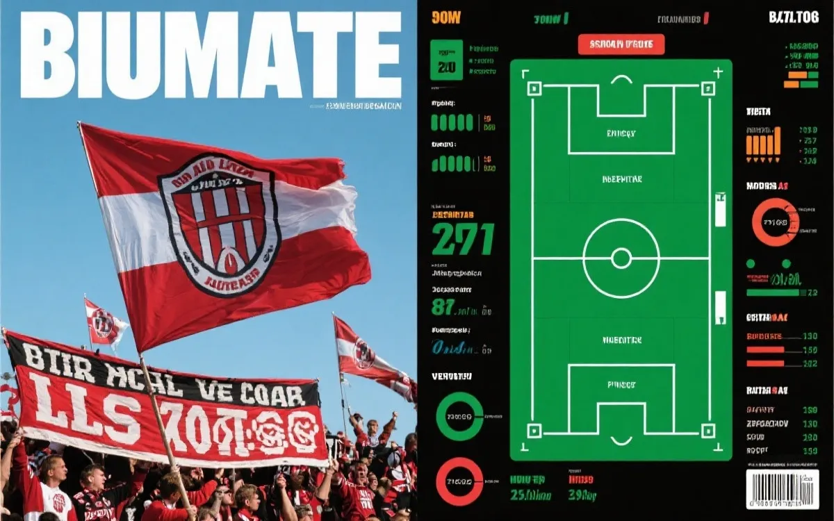 数据面板与球迷横幅同屏对照，体现理性与情感张力